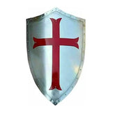 medieval templar knight crusader shield with red cross